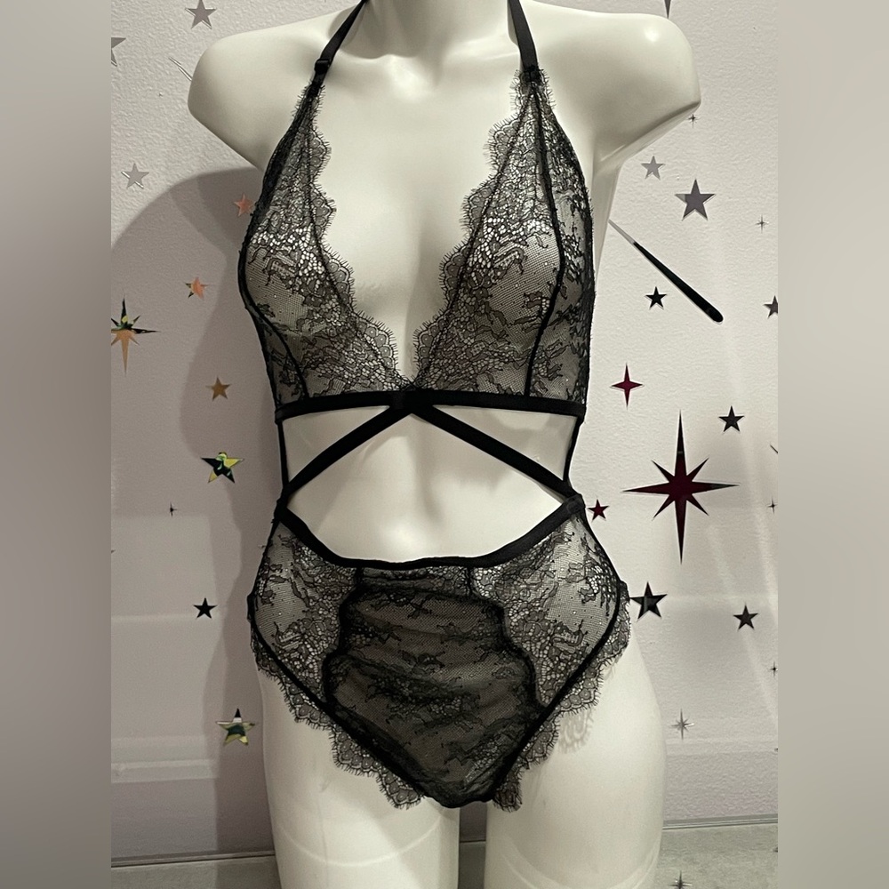 Victoria's Secret Black Lace Chemise Teddy